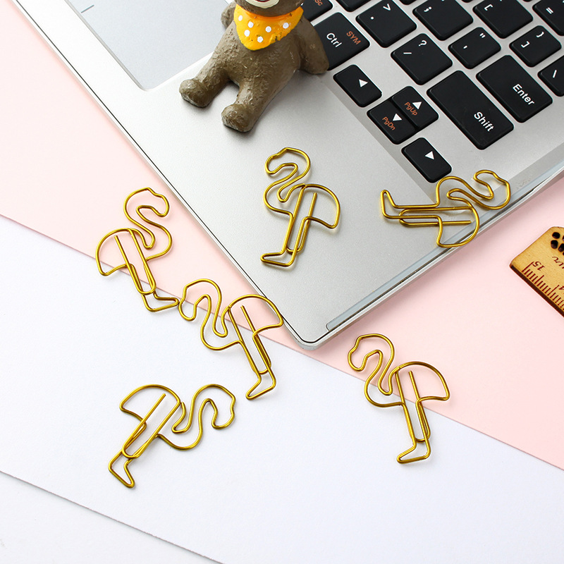 Picture of Flamingo Paper Paperclip Creative Metal Special-shaped Paper Paperclip Cross-border Explosions Paper Clip Office and Learning Supplies Soft Cute