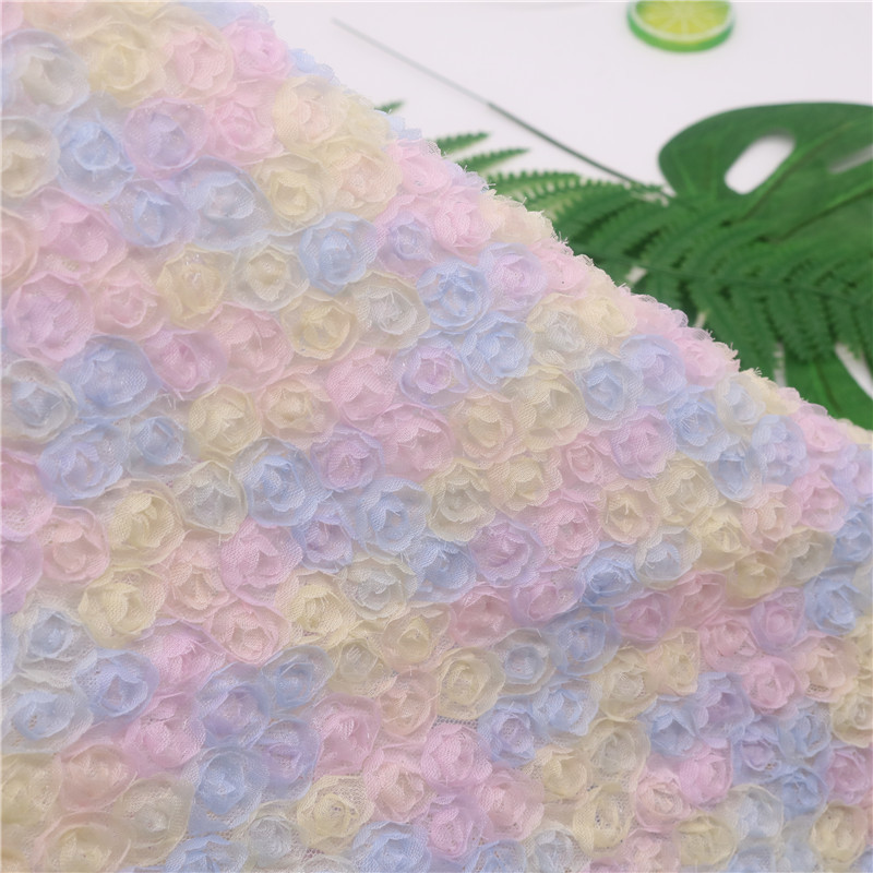 Picture of 3D Three-dimensional Small Rose Chiffon Disc Flower Mesh Embroidered Children's Clothing Hanfu Skirt Lace Lace Wedding Fabric Multicolor