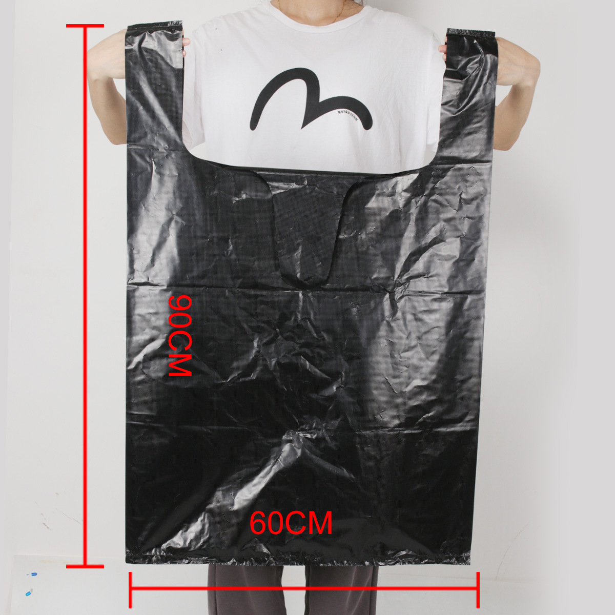 Large size thick black 60x 90 portable plastic bag moving clothing packing bag property Hotel garbage bag