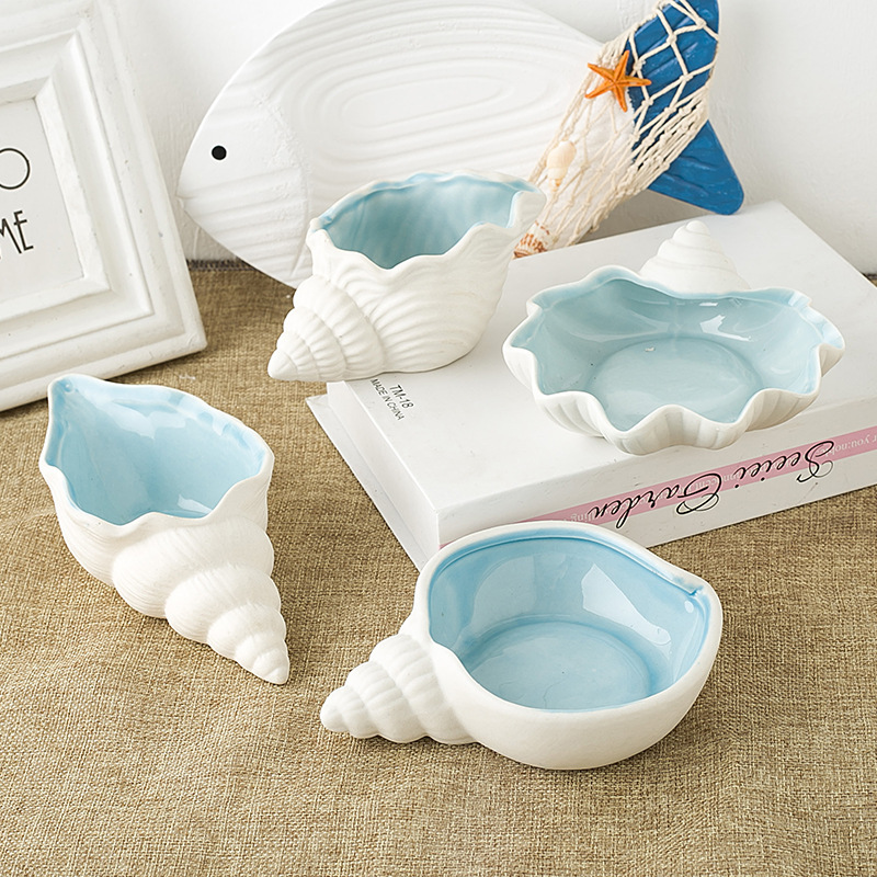 Picture of Mediterranean Sea Star Conch Shell Ceramic Ornaments Storage Basin Ocean Ashtray Hydroculture Bottle Hamster Nest Landscape