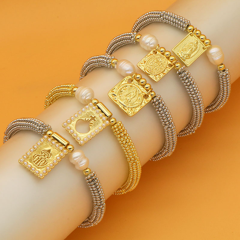 European and American Cross-Border Hot-Selling Bohemian Love Cross Virgin Bracelet Snowflake Pearl Elastic Bracelet for Women