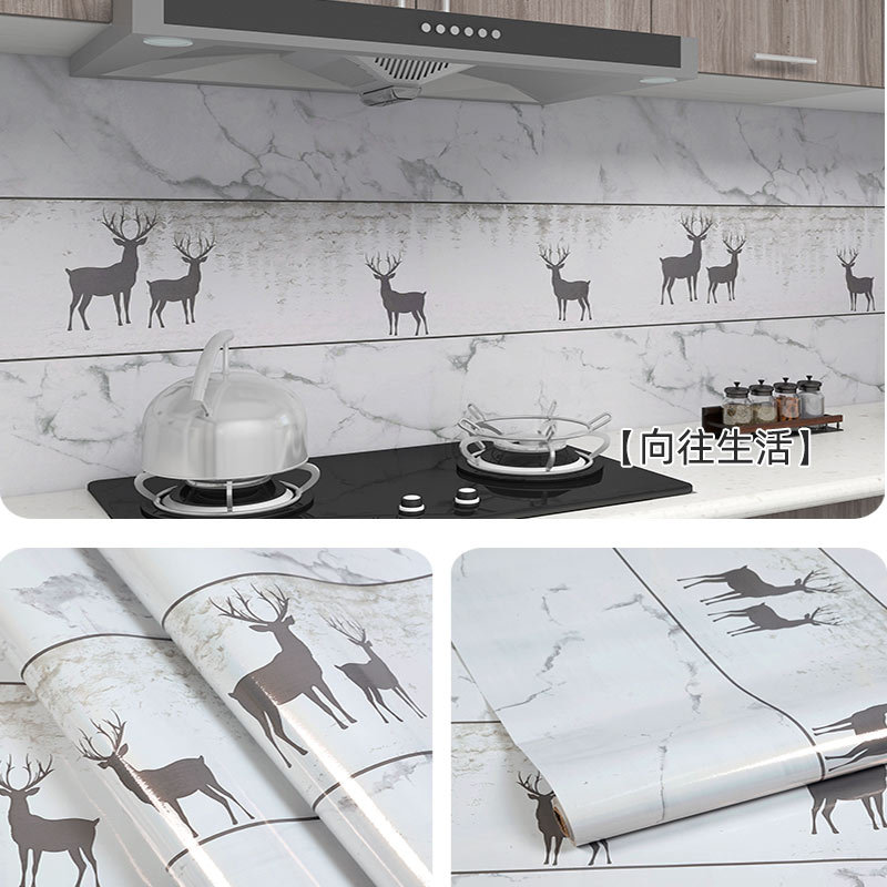 Picture of Wholesale kitchen oil-proof stickers self-adhesive wall stickers bathroom renovation milk tea shop waterproof high temperature resistant stove wallpaper porcelain