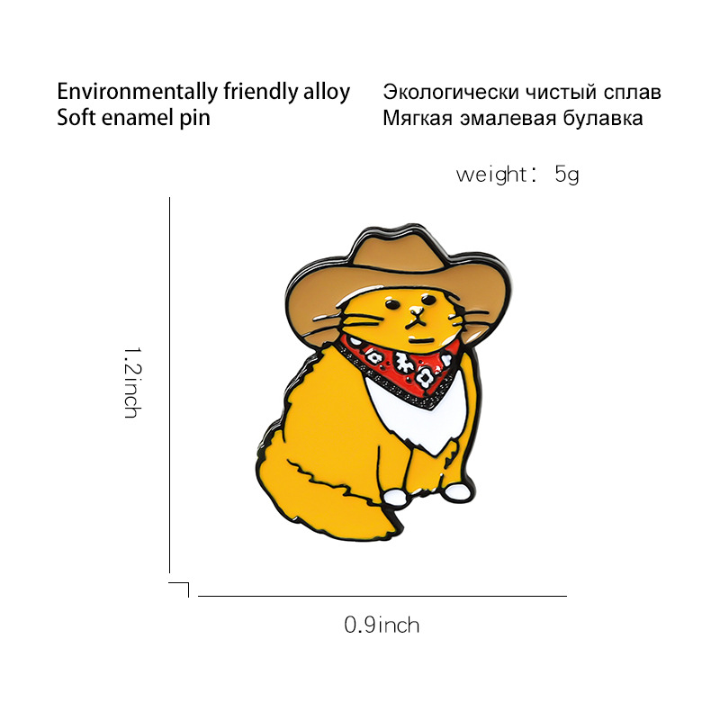 Picture of Japanese cartoon cowboy hat yellow cute cat creative clothing all-match accessories metal badge