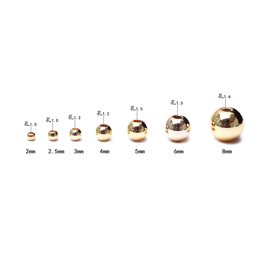 Picture of Color preserving 14k gold beaded smooth solid copper beads bracelet accessories diy hand necklace beaded material small gold beads