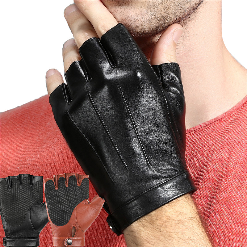 Motorcycle Sheepskin Half-Finger Gloves Men's Summer Thin Driving and Cycling Motorcycle Outdoor Riding Fitness Tactical Fingerless