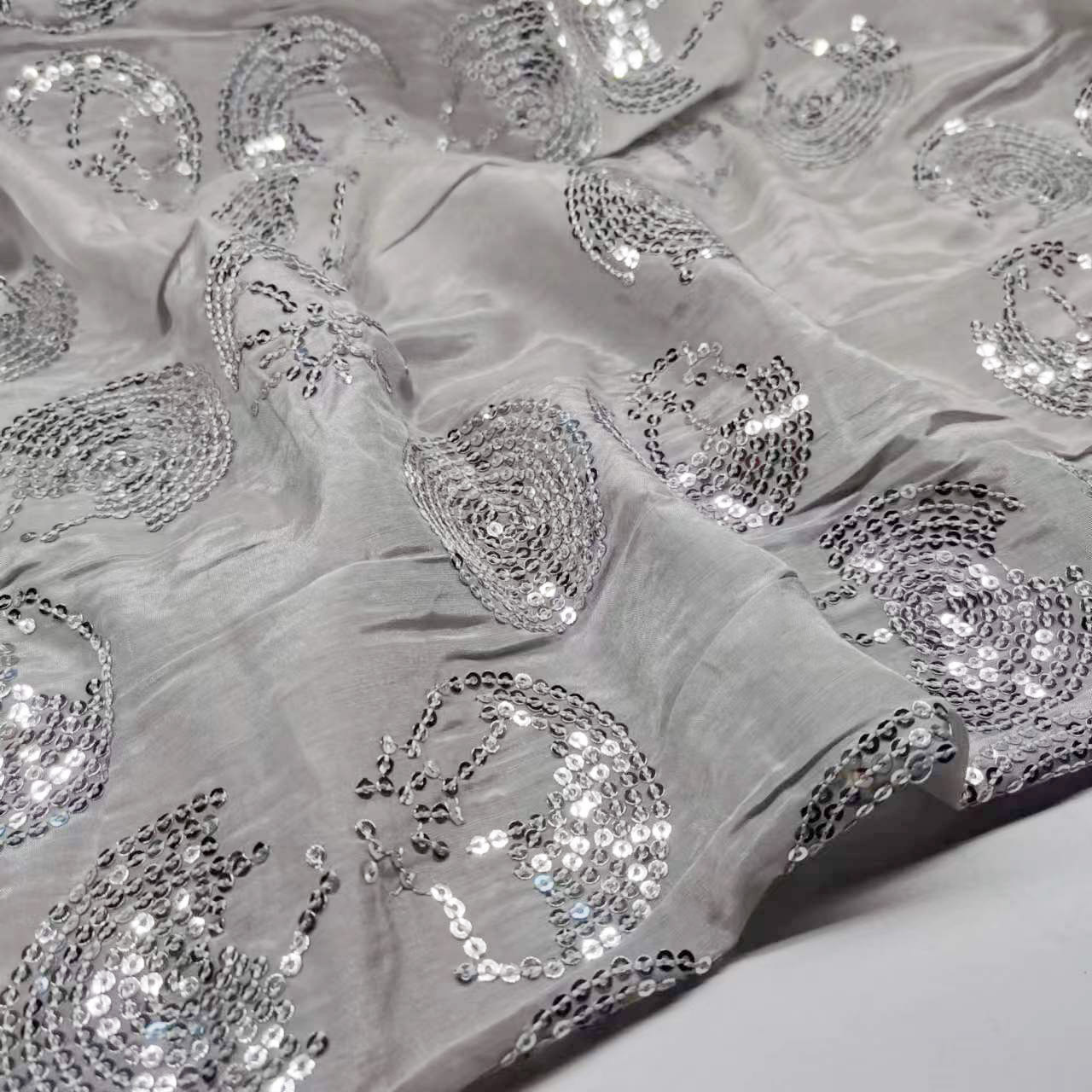 10mm Silk Cotton Embroider Sequin Shirt Skirt Fabric