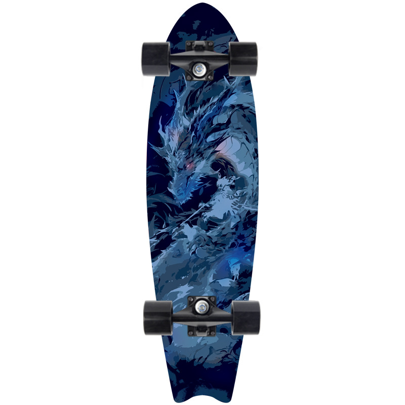 Picture of 28 inch maple small fish Board children Brush Street road beginners four-wheel skateboard single rocker skateboard