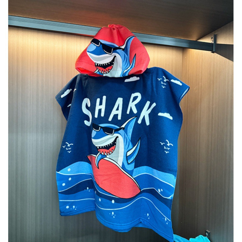 Picture of Children's Bath Towel Hooded Poncho Bathrobe Super Soft Wearable Baby Absorbent Towel for Boys and Girls Swimming