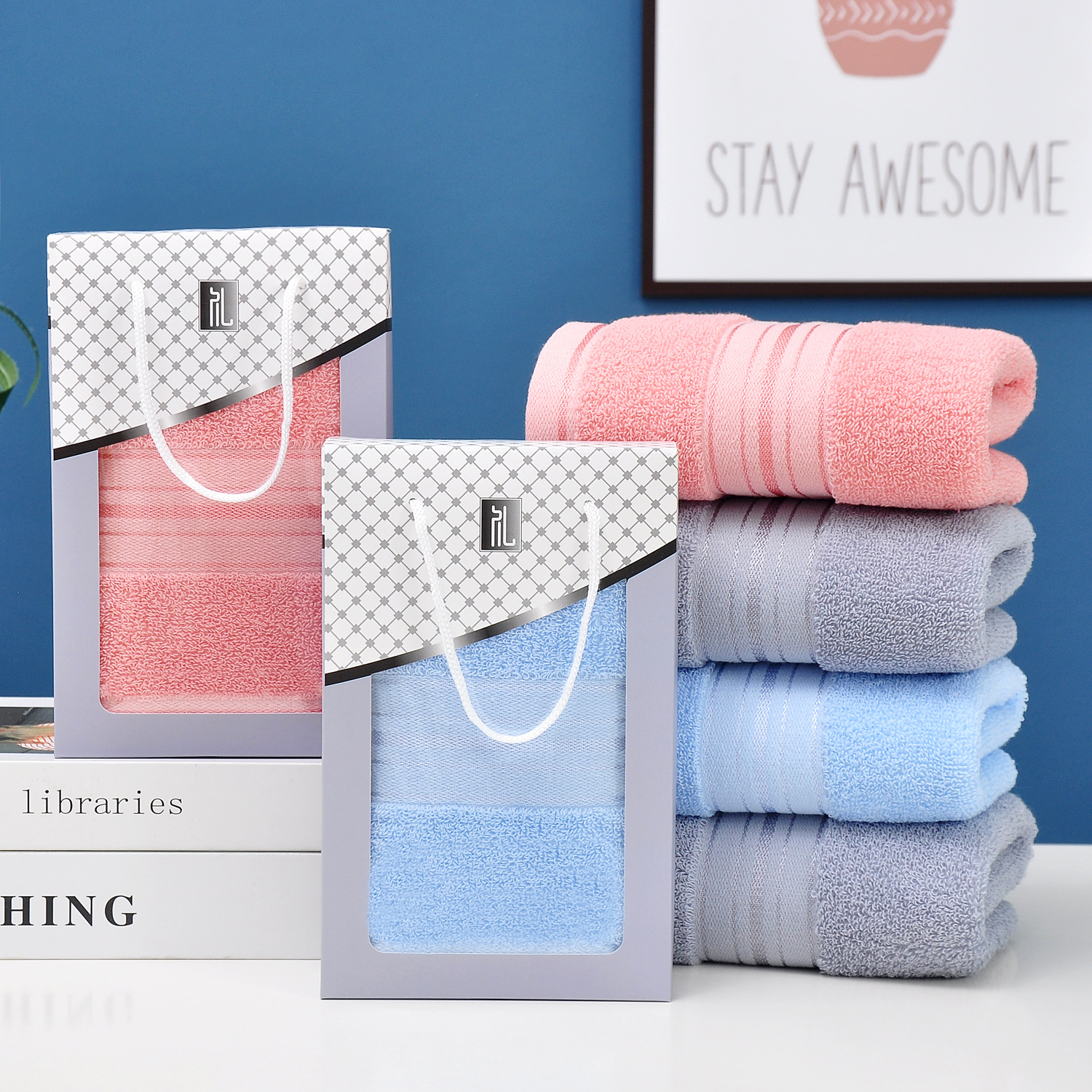 Thickened Cotton Towel Gift Box Wedding Souvenir Wholesale Cotton Advertising Event Gift Towel Embroidered Logo