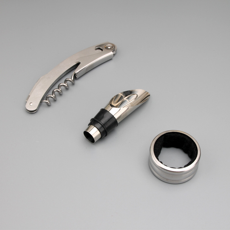 Picture of Bottle Opener Three-Piece Set Wine Tools Combination Cartons Pour Stop Drip Ring Bar Wine Tools Daily Gifts New