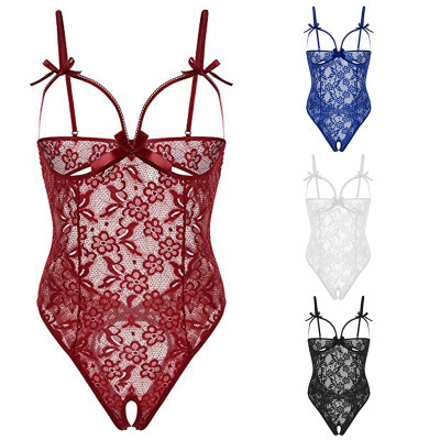 Sexy Underwear 2019 New Lace Hollow Sling Chest Leakage Open Crotch Sexy Jumpsuit Source Factory