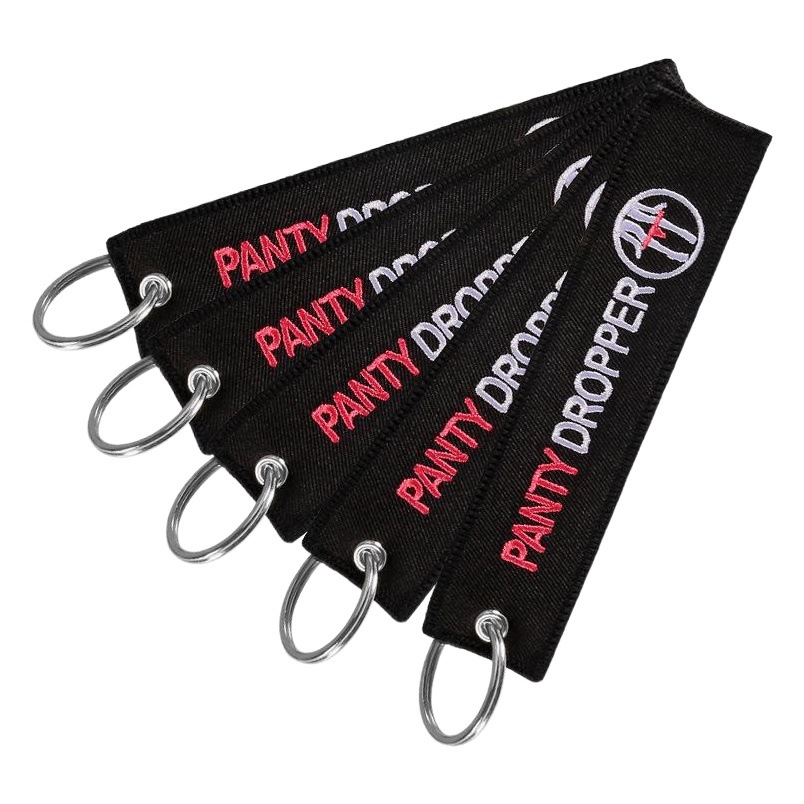 Amazon Explosions Key Chain European and American Popular Foreign Trade Embroidered Word Panty Dropper Fun Embroidered Key Chain