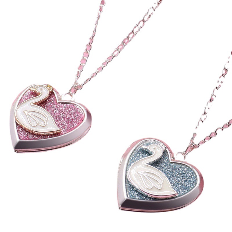 Cross-Border Hot Seller, Popular on Instagram, Cute Swan Best Friend Heart Necklace, Two Pieces, Children's Necklace Jewelry, Instagram Style