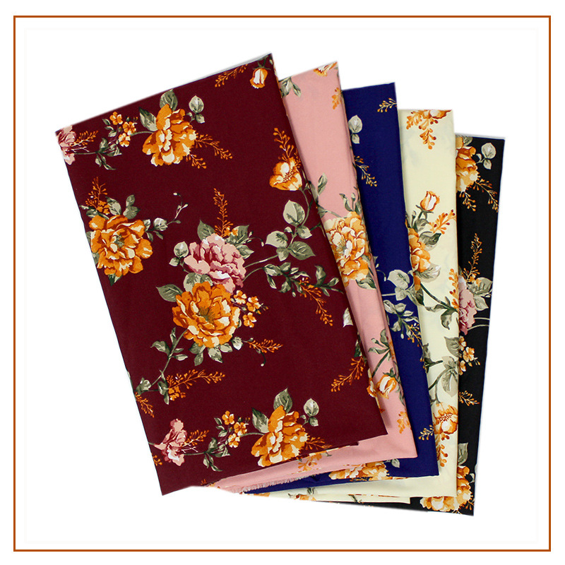 100D four-sided bullet printing single foreign trade large flower fabric dress shirt chiffon polyester multi-color fabric