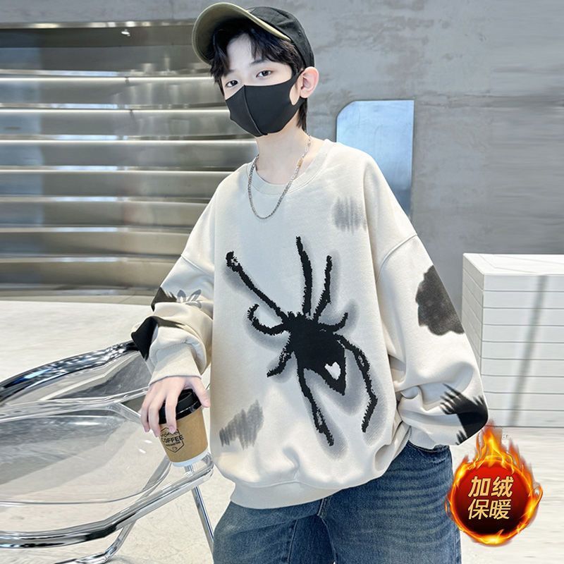 Picture of Children's Wear Boy's Autumn and Winter Wear Cartoon Printed Cool Handsome Trendy New Autumn Top Boy's Fried Street Middle and Big Boy