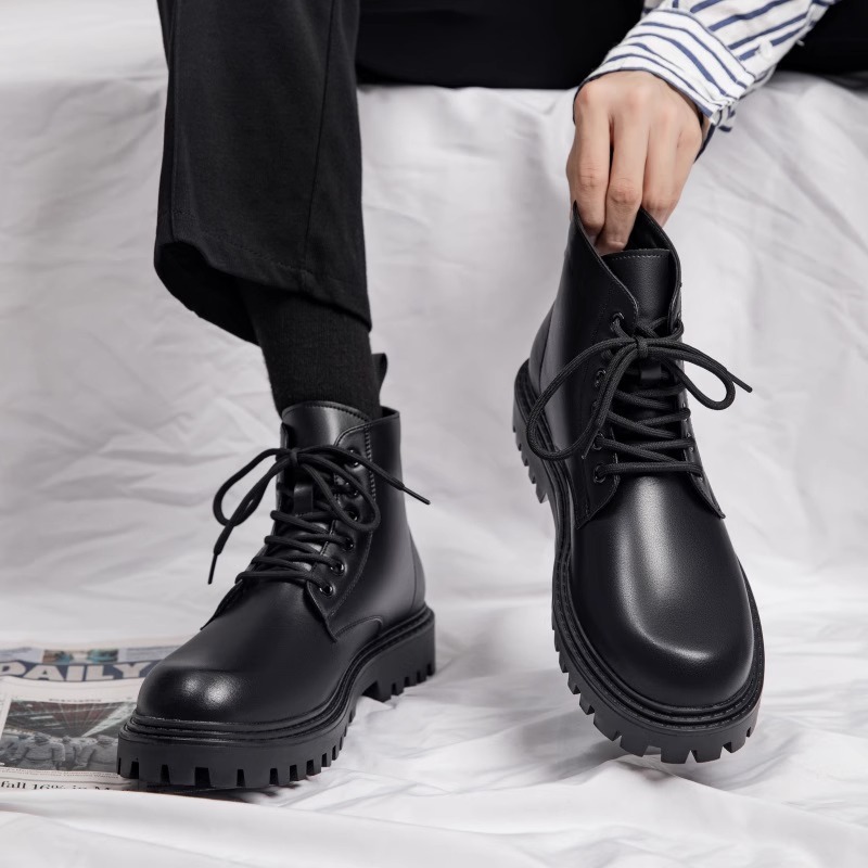 Martin boots men's shoes autumn high-top British style men's leather shoes black motorcycle leather boots waterproof cargo boots men's models
