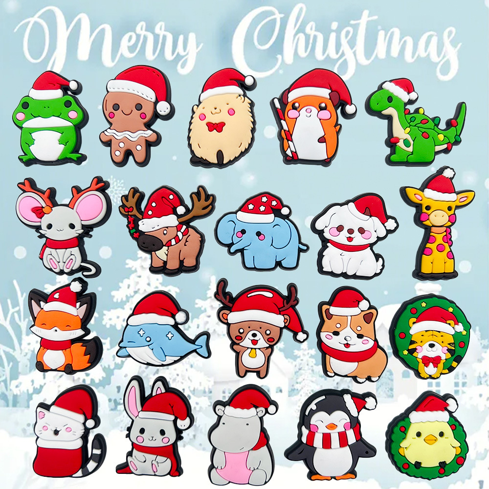 Christmas small animal cartoon cute hole shoes shoes flower shoe buckle soft rubber cute shoes accessories wholesale