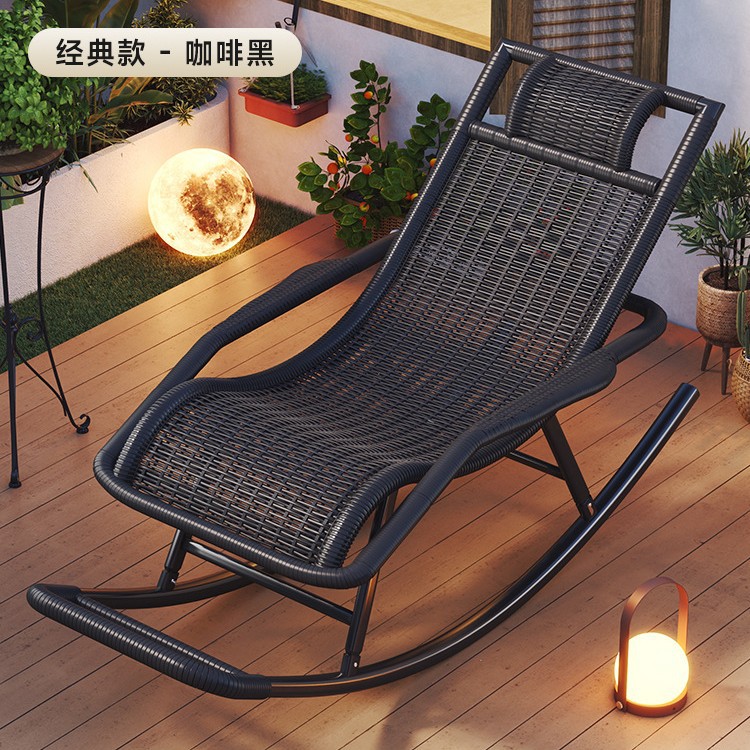 Picture of Imitation Rattan Rocking Chair for Adults, Lunch Break Balcony, Home Leisure, Sleeping and Lying, Summer Living Room, Leisure Lounge Chair for the Elderly
