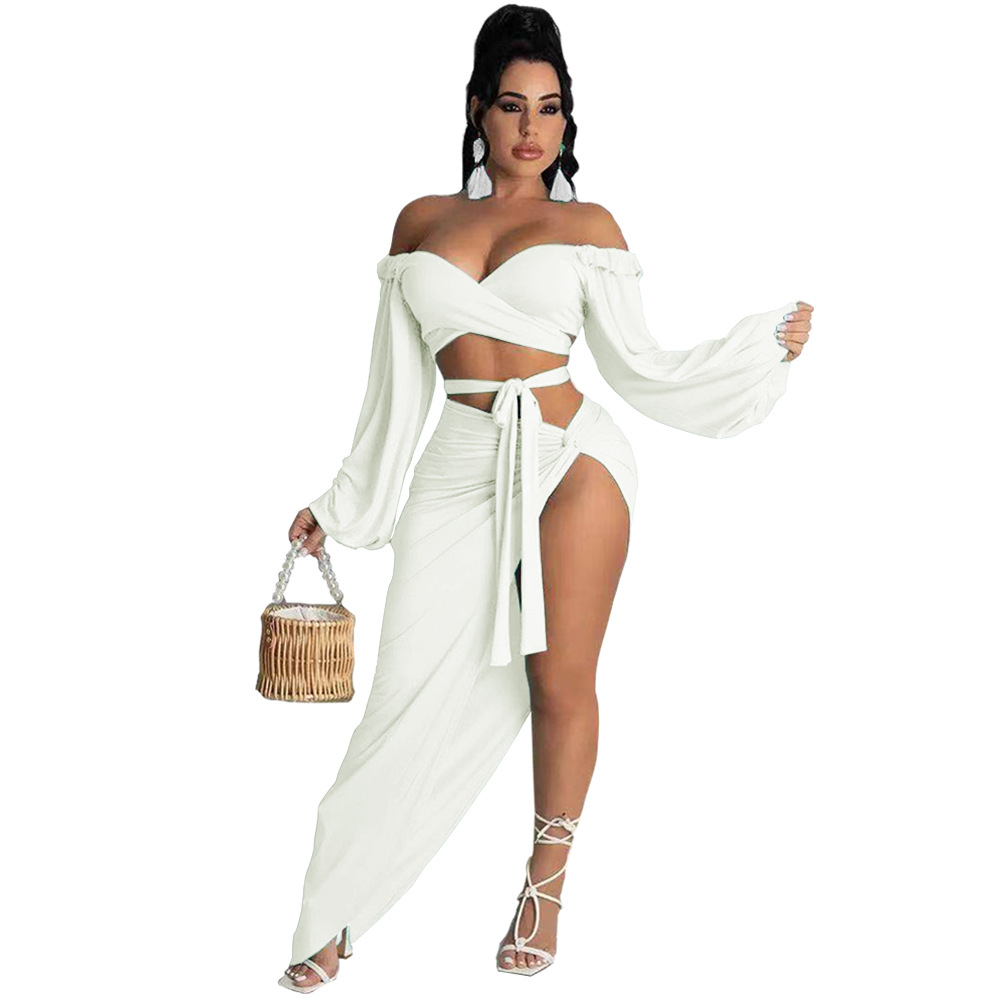Picture of 2021 Summer Elegant Commuter Green Long Sleeve Chest Wrap Knitted Fashion Loose Solid Color Dress BQ19186
