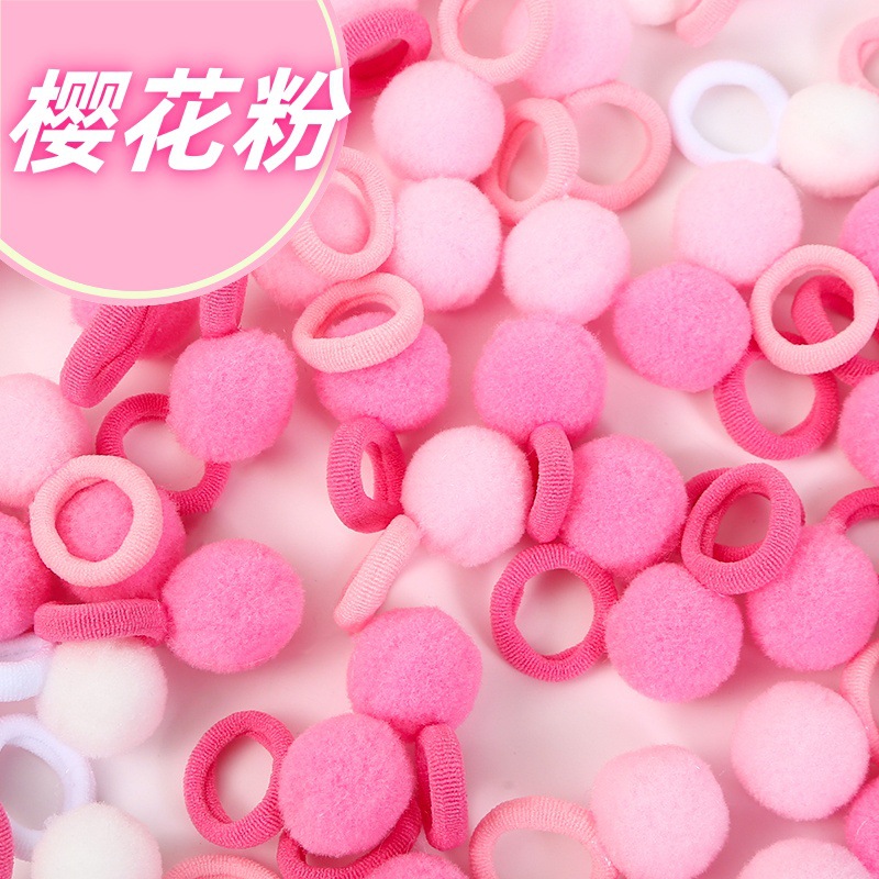 Picture of Children's hair rope plush ball hair ring cute rubber band little girl hair does not hurt hair autumn and winter new hair accessories