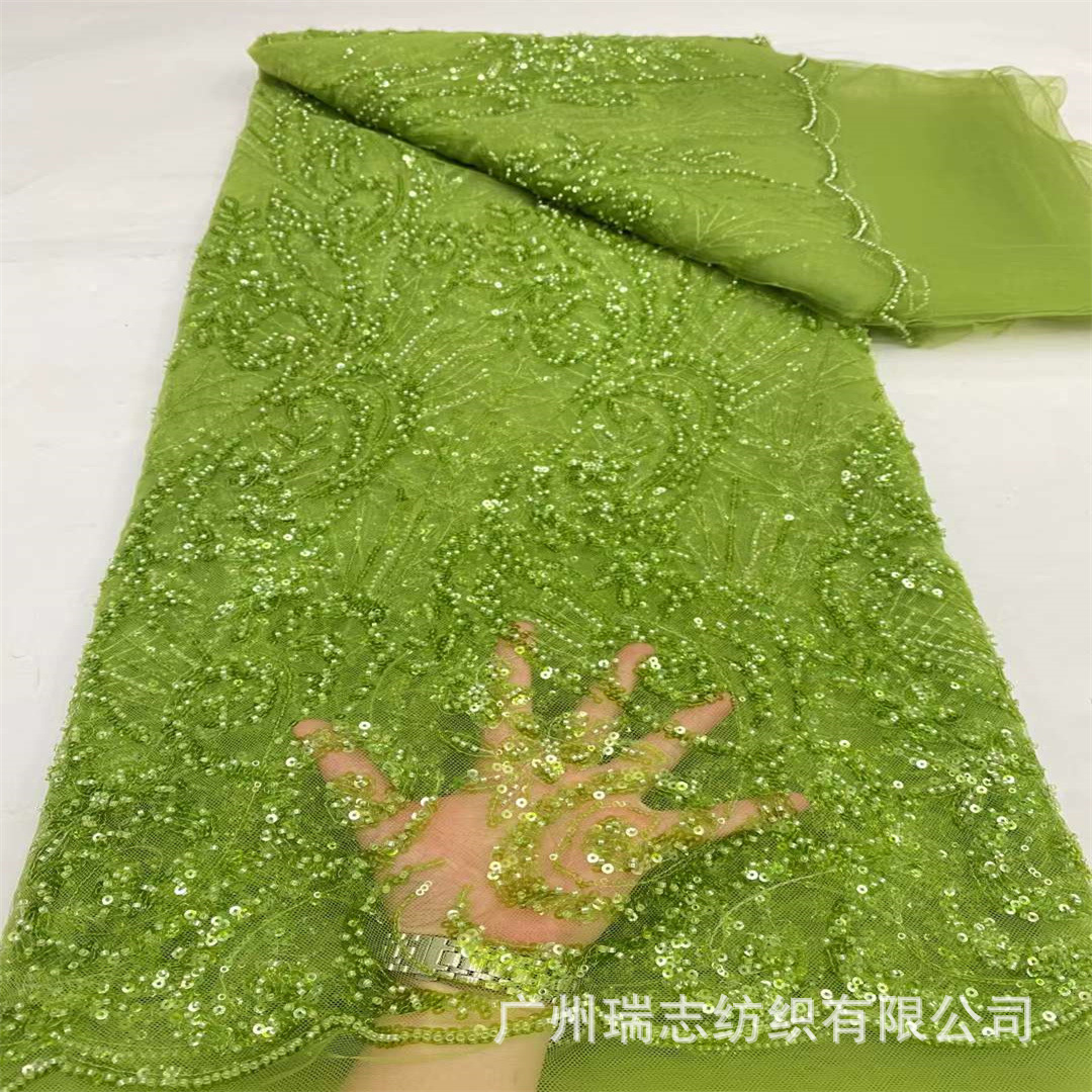 Picture of New African Beaded Dress Wedding Dress Fabric Factory High Order European and American Heavy Industry Bead Tube Transparent dress Fabric