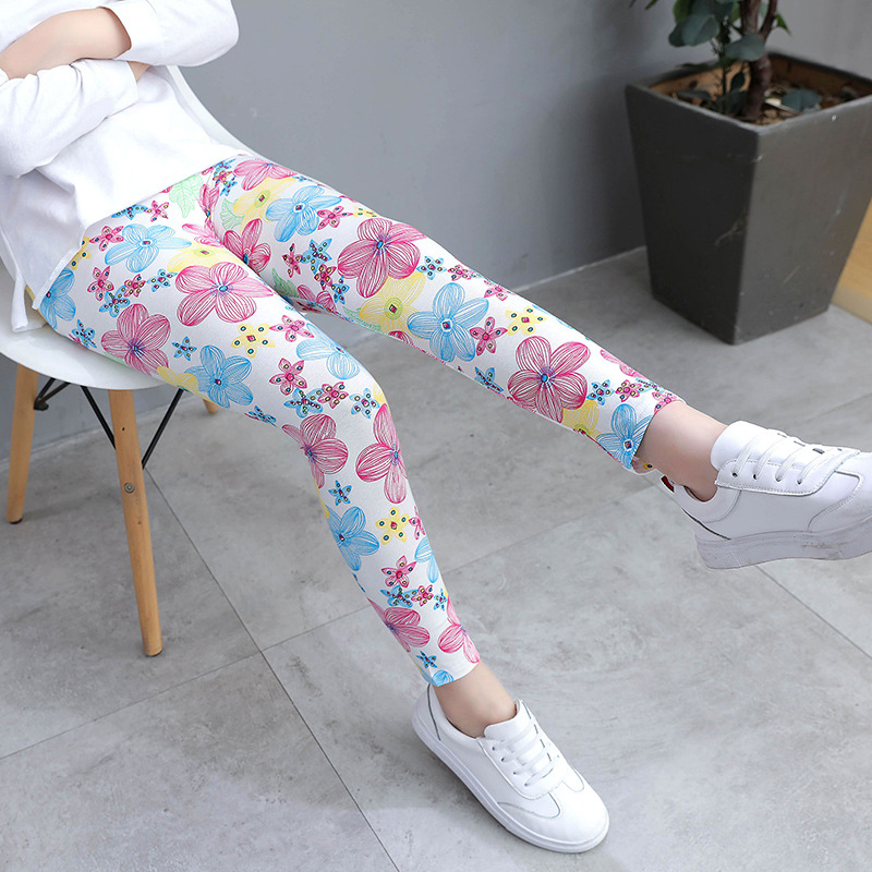 Girls' Leggings Summer Thin Kidsren's Modal Nine-Point Pants Outer Wear Girls' Elastic Leggings Classical Trend