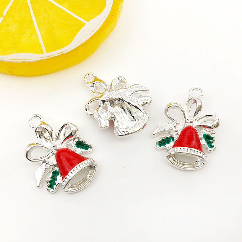 Picture of 1 Christmas tree snowflake bell diy alloy accessories bracelet necklace key ring small pendant oil drop small pendant