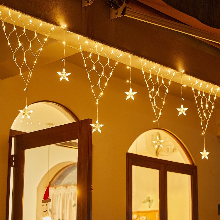 New outdoor waterproof led christmas lights triangle fishing net ice strip curtain lights atmosphere gypsophila decorative lights
