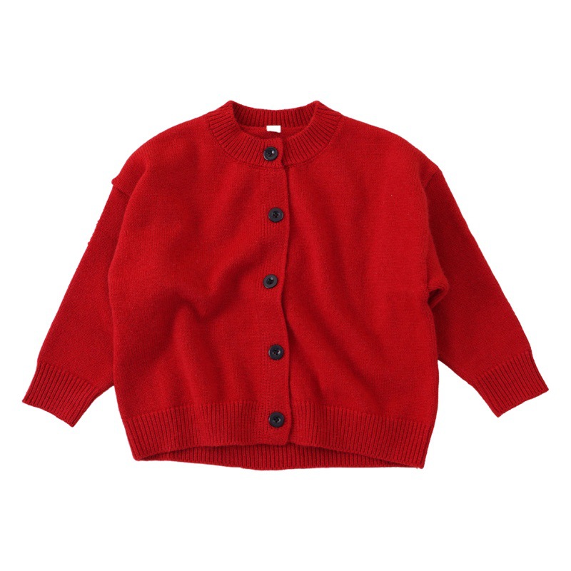 2023 autumn and winter new children's sweater children's clothing boys and girls trendy round neck Western style Mori Chinese red knitted cardigan