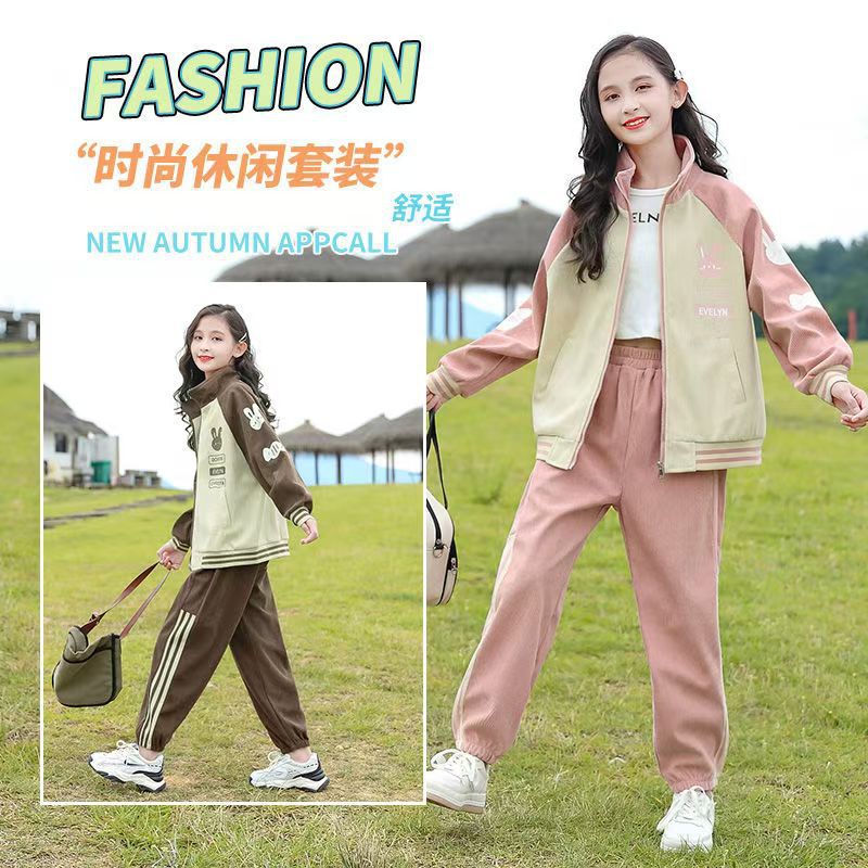 Girls' Summer suit New Children's Summer Clothes Fashionable Western Style Internet Celebrity Girl's Big Boy's Street Fried Sportswear
