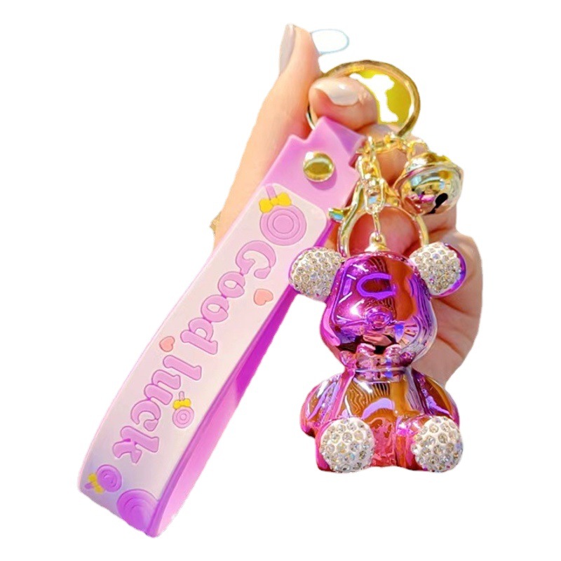 Creative diamond plated violent bear key chain pendant fashion key chain pendant gradient bear girl bag