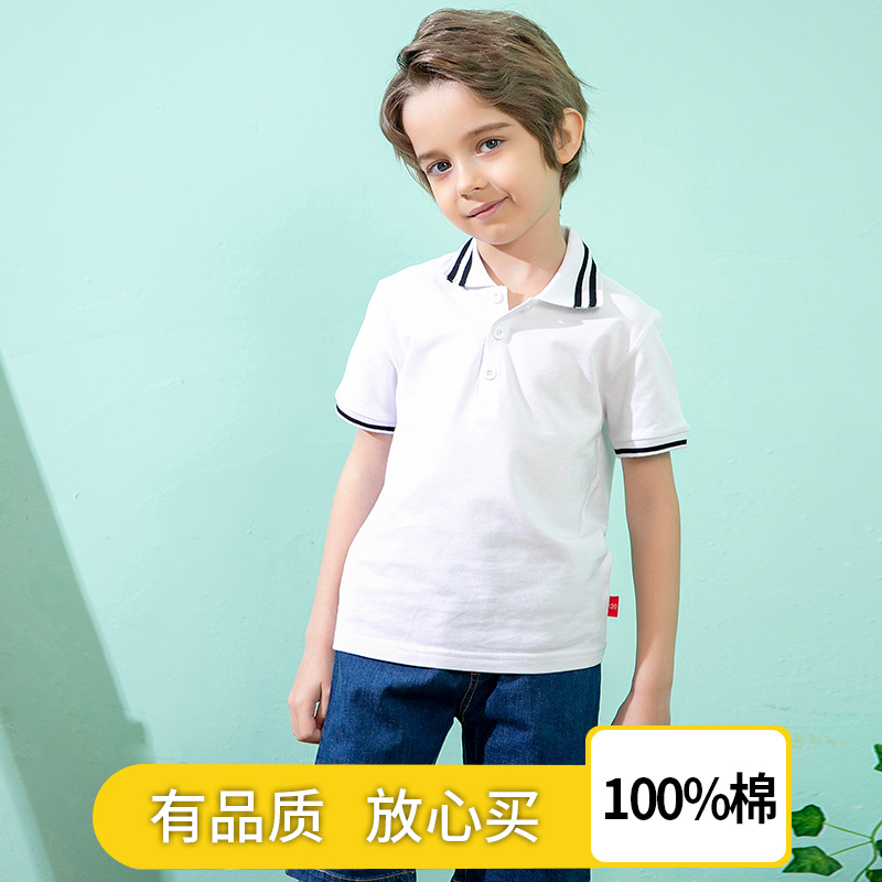 Picture of Mi Chun Boys Short-Sleeved Polo Shirt T-Shirt 2025 Summer New Kidsren's Clothing K-Style Cartoon Lapel Baby Undershirt t