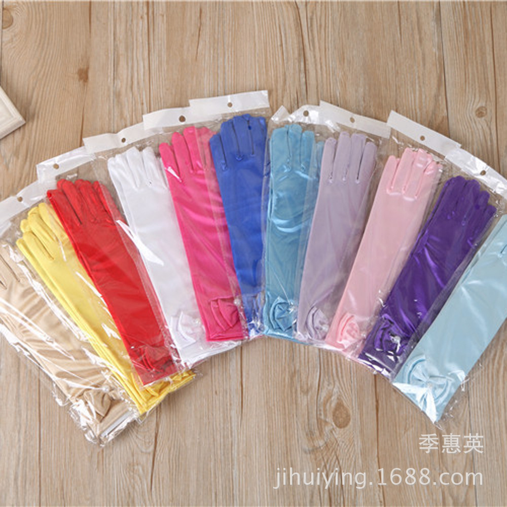Children's Dance Clothing Princess Dress Long Long Gloves Flower Girl Dress Bow Gloves Cross-Border