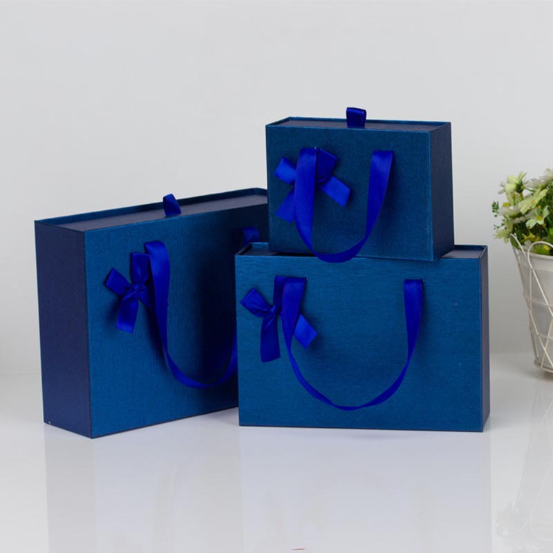 Dark Blue Exquisite Silk Scarf Hat Short-Sleeved Drawer Gift Box Business Satchel Souvenir Clothing Packaging Box