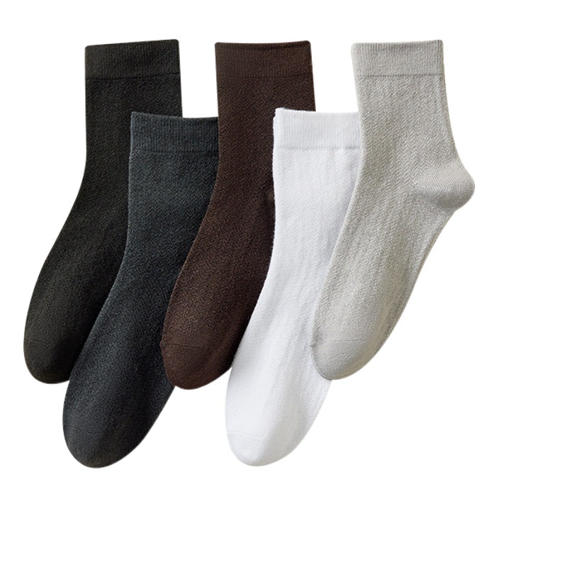 Socks men's mid-calf length socks autumn stockings ins tide sports socks solid color all-match cotton socks men's simple business men's socks
