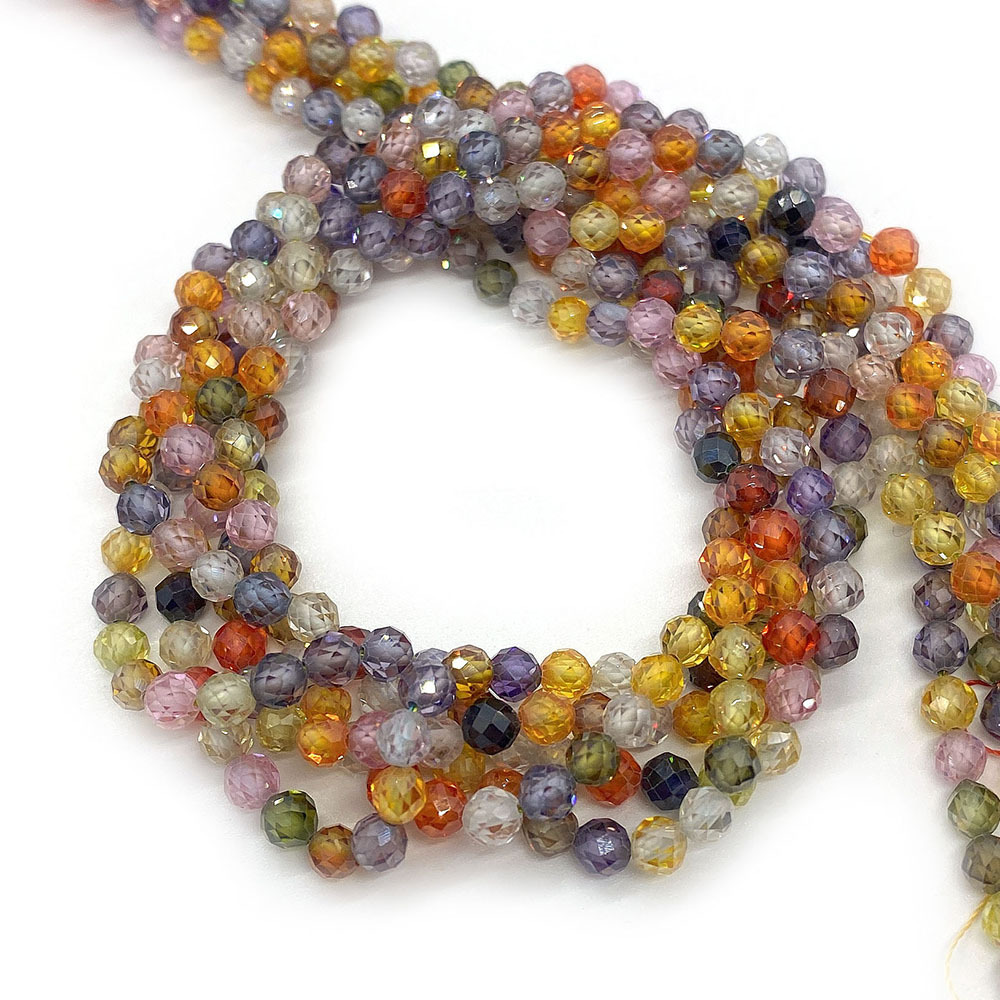 Picture of Amazon specializes in natural stone zircon loose beads cut surface mixed with straight holes round beads DIY necklace bracelet jewelry accessories