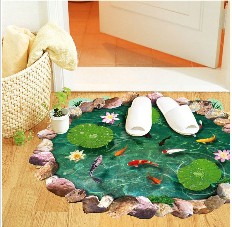 Cross-border New 3D Lotus Pond Wall Stickers Living Room Bedroom Bathroom Toilet Removable Wall Stickers AY9260