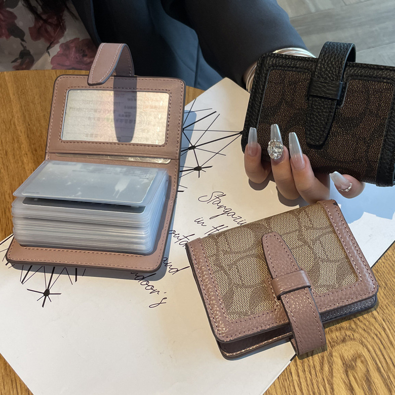Picture of Top Layer Cowhide Driver's License Card Holder Women's Exquisite High-end Inner Canvas Wallet 2024 New Large Capacity ID Holder