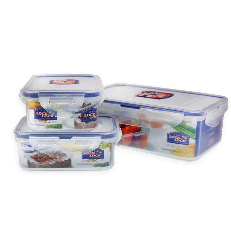 Picture of Lock Plastic Crisper Three-Piece Set Storage Sealed Lunch Box Student Children's Lunch Box Gift Box Gift