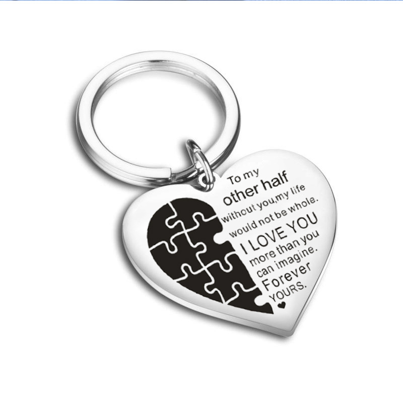 Picture of European and American hot sale To my other half without you. Mother's Day gift heart-shaped keychain