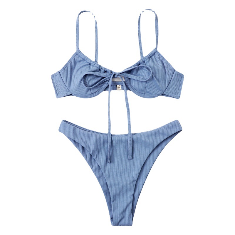 bikini Swimsuit 2023 AliExpress Amazon bikini Solid Color Swimsuit European and American Sexy Split Swimsuit