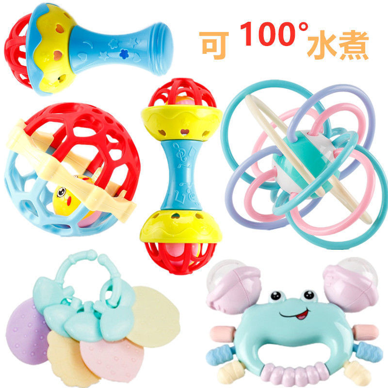 Boilable Hand Rattle Newborn Baby Toy 0-3-6 Months Toddler Teether 1 Year Old Baby Educational Early Education Soothing