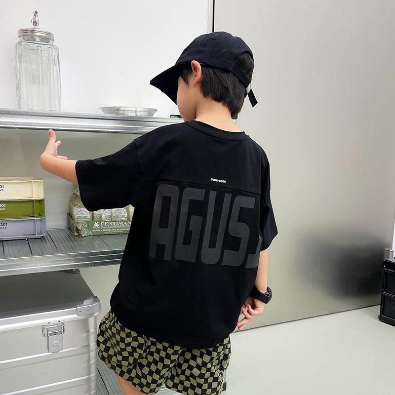 Children's Wear Boys Summer New Style Street Trendy Loose Short-sleeved Children's Casual Trendy Loose All-match T-shirt