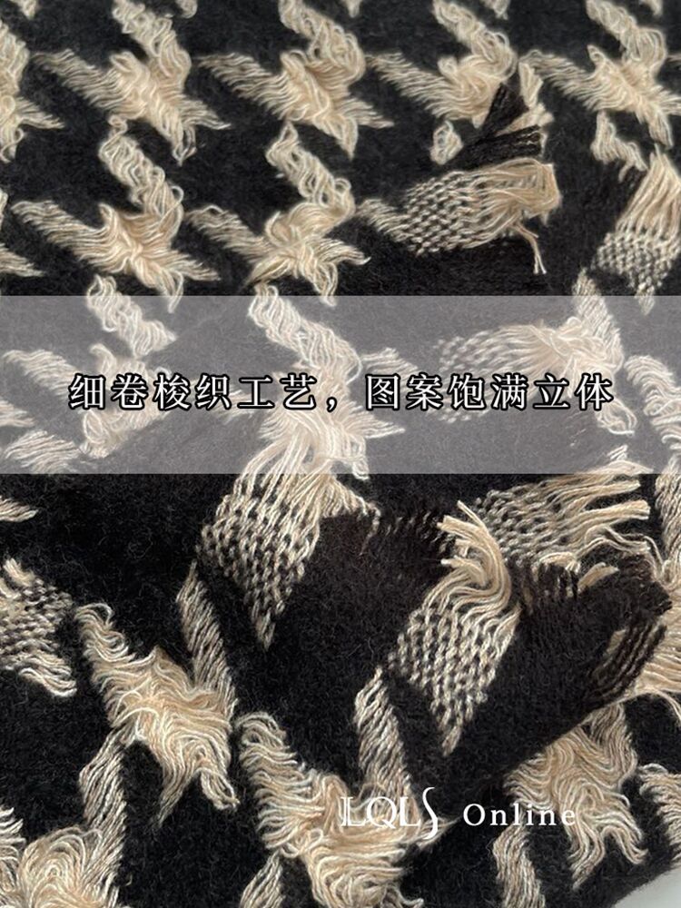Picture of Hand-Woven Thin Roll Houndstooth Scarf Women's Winter Woven Cashmere Shawl Dual-Purpose Autumn Warm Plaid Scarf
