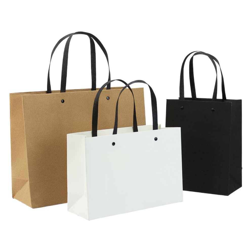 Paper Bag Custom Rivet Clothing Handbag Pure Color Gift Bag Shopping Hand Bag Corporate Promotional Bag Printing