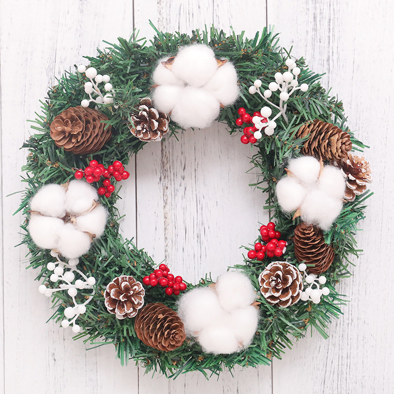 Picture of Christmas Wreath 30cm Christmas Decoration Artificial Wreath Window Door Hanging Christmas Shopping Mall Scene Layout Props