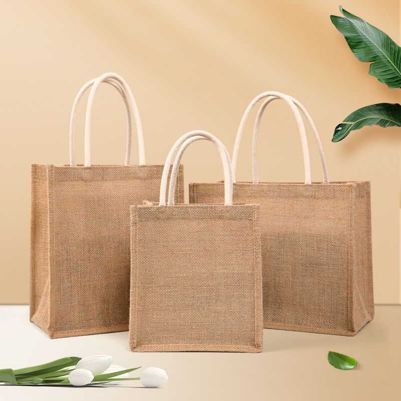 in stock jute cotton rope handbag waterproof coated tote bag good diy graffiti linen bag hand gift batch