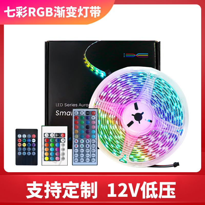 Cross-Border E-Commerce 5050Rgb Light Strip Set 12V Colorful Led Soft Light Strip 44 Keys Low Voltage Graffiti Wifi Atmosphere