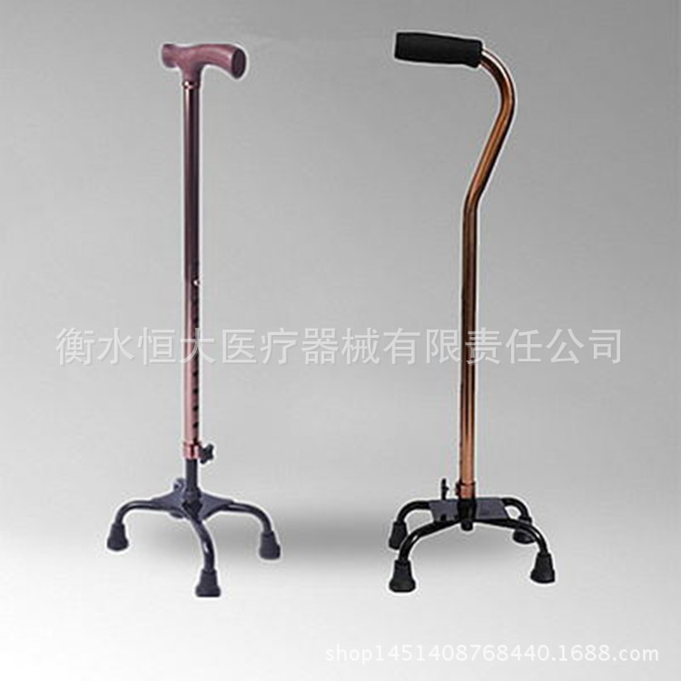 Wholesale thickened four-legged crutch aluminum alloy telescopic four-claw walking stick for the elderly four-corner Walker crutches