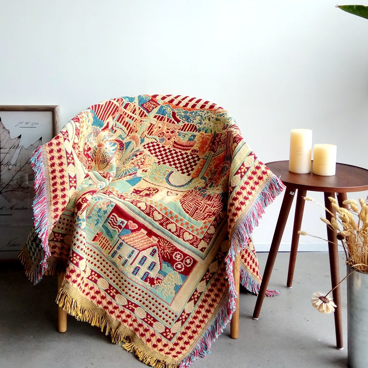 Cross-Border Foreign Trade New Product Double-Sided Jacquard Knitted Personalized Thread Blanket Sofa Towel Cover Blanket Shawl